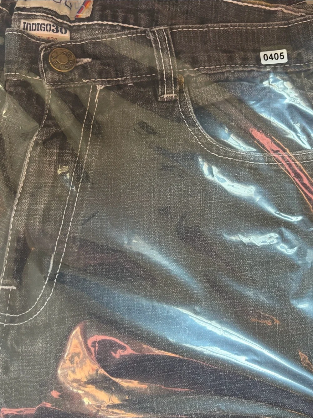 Y2K Indigo 30 Men's Black Cotton Denim Shorts 34 Waist BAGGY